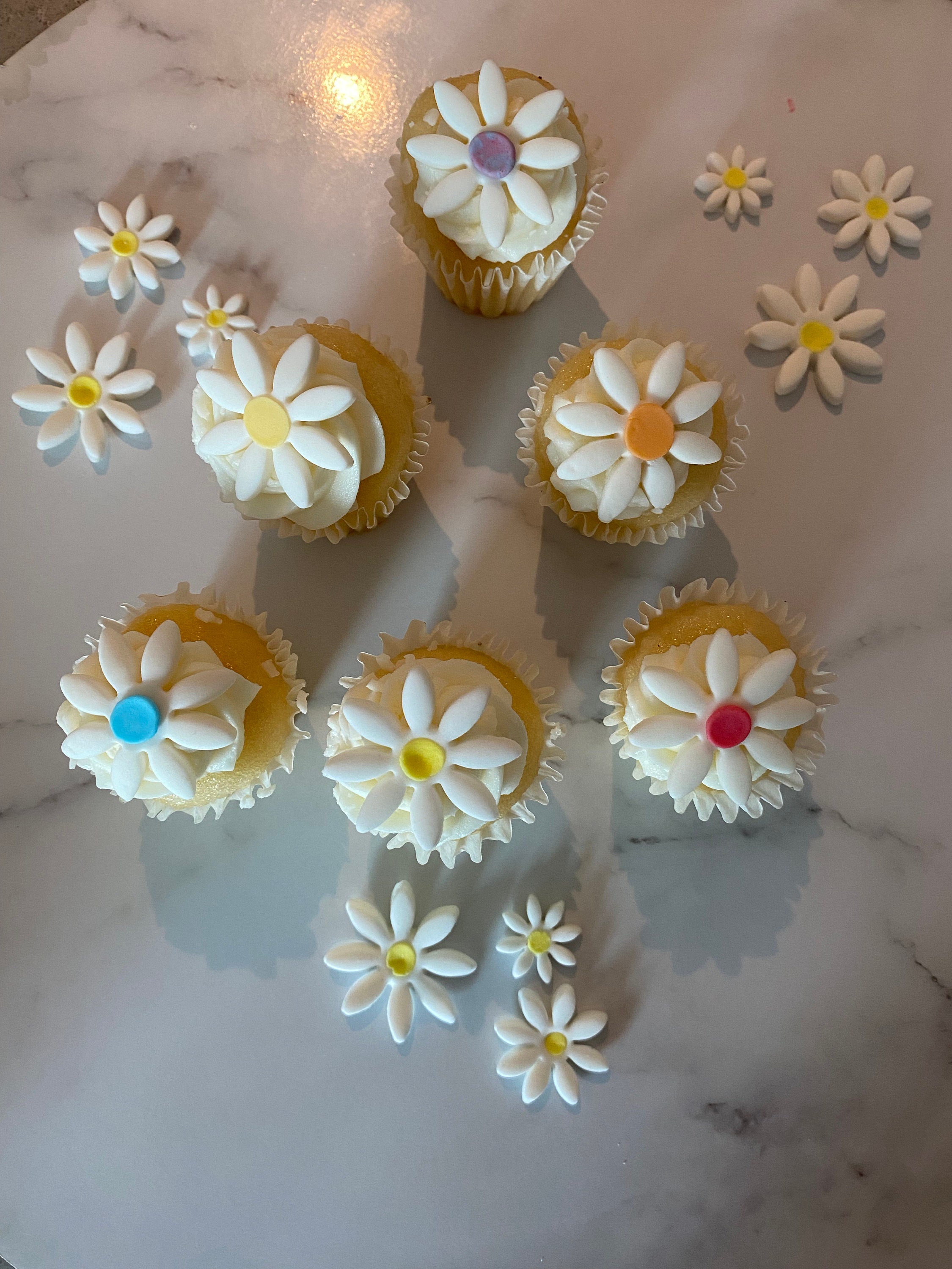 Fondant Daisies 25 Pack of Daisy Cupcake Toppers Daisy Cake Toppers