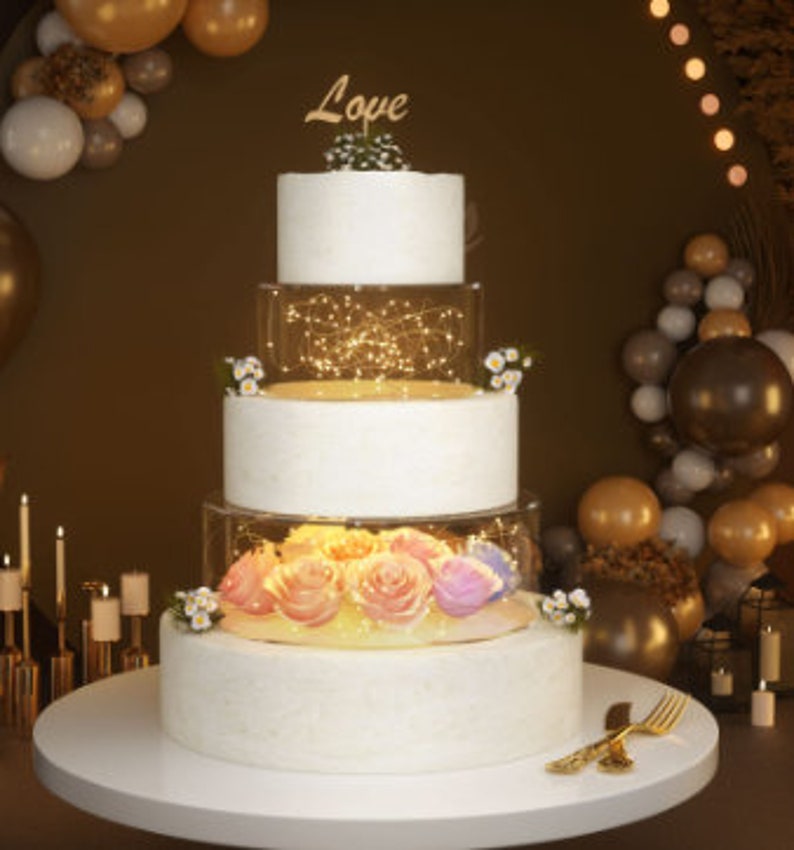 Clear Acrylic Cake Stand Fillable Cake Display Cake Tier Cake Riser Box ...
