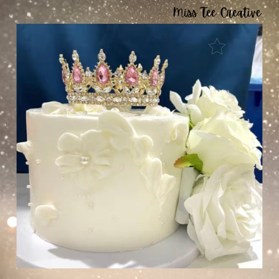 Garneck Corona Per Torta In Stile Vintage – Decorazione Con Strass E Perle, Colore Argento, 12,5x12,5x7,5 Cm, Per Compleanni E Matrimoni