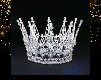 Adorno para tarta de corona brillante, tiara de cristal con diamantes de imitación, adorno para tarta de boda, centro de mesa de princesa de cumpleaños, adorno de plata y oro