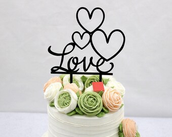 LOVE Wedding Party Inserto per torta in acrilico Love Wedding cake topper love cake topper acrilico wedding cake topper love hearts cake topper