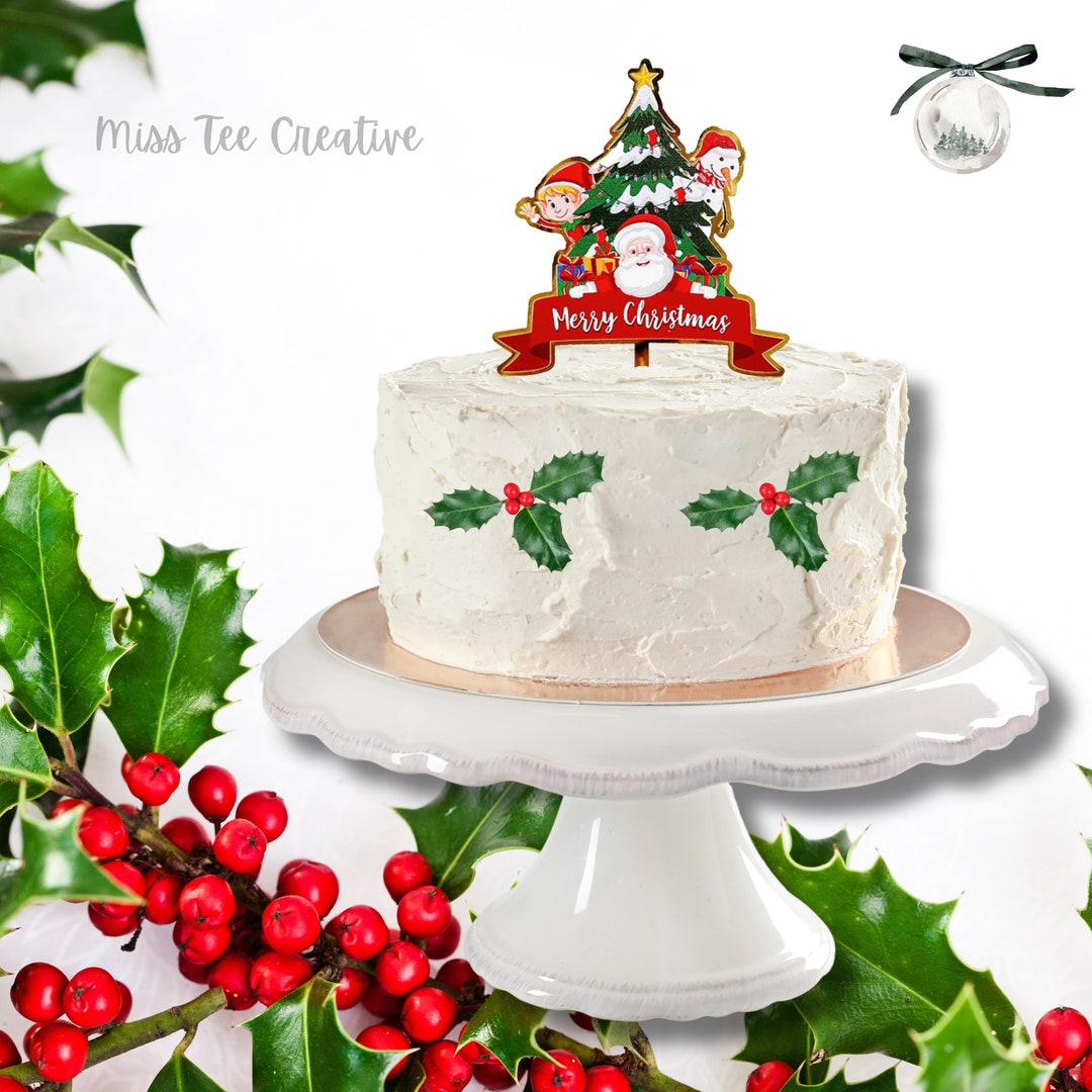 Christmas Cake Topper Acrylic Xmas Cake Insert Holiday Season Cake ...