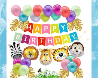 Kinderen jungle thema feestdecoraties jungle dieren thema ballonnen en decor