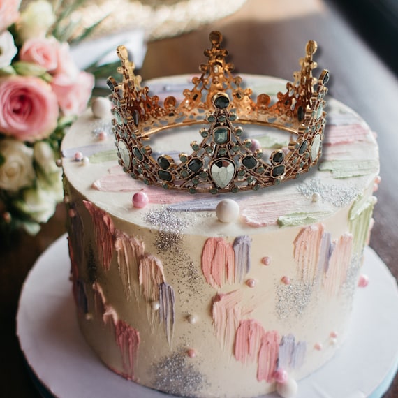 Crown Cake Topper Black Jewel Crown Cake Decor Cake  display picture 1