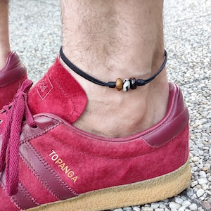 Surfer Style Ankle Bracelet - Handmade Men&#39;s Leather Anklet for Everyday Wear - Summer Jewelry Gift for Him