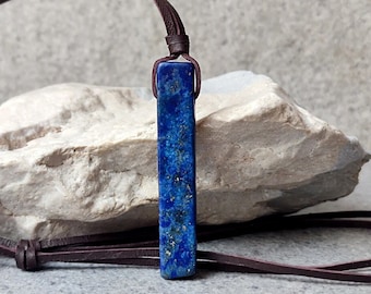 Lapis Lazuli Leather Necklace for Men - Blue Stone Protection - Taurus Zodiac Talisman - Unique Gift for Him