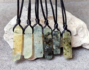 Boho Garden Quartz Necklace - Prehnite Pendant for Earthy Style and Birthdays - Natural Stone Jewelry