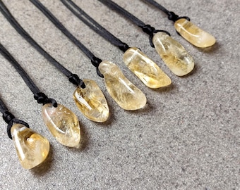 Natural Citrine Empath Protection - Raw Crystal November Birthstone Necklace - Calm and Balance Palm Stone