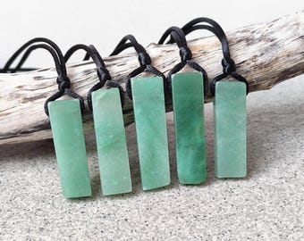Collar de aventurina verde – Colgante de cristal protector – Piedra preciosa natural única – Regalo de Navidad