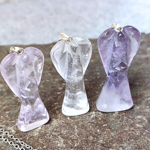 Guardian Angel Wings Necklace - Empath Protection Amulet - Healing Crystal Charm - Handcrafted Catholic Jewelry