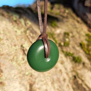 Jade Gemstone Leather Necklace - Protection Amulet for Him & Her - Perfect Birthday or Christmas Gift