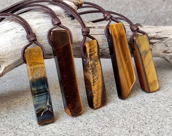 Collier oeil de tigre pour homme Pendentif en cristal sur cordon