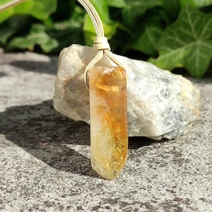 Raw Citrine Necklace - November Birthstone Pendant for Anniversary - Handmade Unisex Gemstone Jewelry