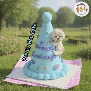 Pawty Hat 4&quot; Cake | Tailormade Gourmet Pet Portrait Dog & Cat Cake | Special Cake for the Special Paw | Homemade Plant Based Cream x Meat