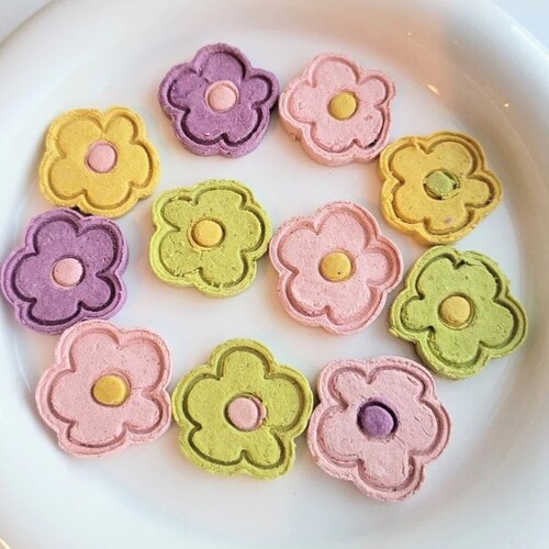 Daisy Flower Dog & Cat Treats | Meat-Based Food Toppers, Enrichment Treats, Soft Handmade Pet Snacks | 10ct