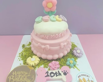 Gourmet Dog & Cat Birthday Cake Set, Organic Meat + Yogurt, Two-Tier "Sweet Heart Cake"