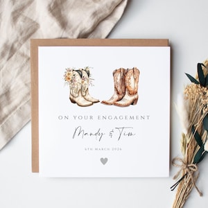 Personalised Cowboy Boots Engagement Card: Country Western Theme