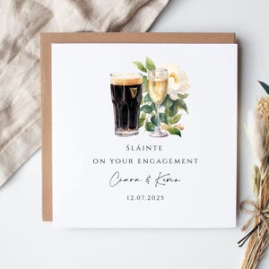 Personalised Irish Engagement Card| Stout and prosecco engagement card| Congratulations engagement| Sláinte couple card| Irish cards