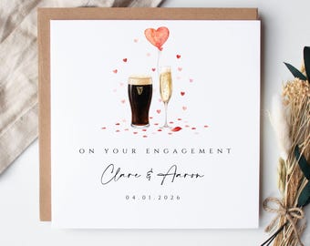 Personalised  Engagement Card| Stout and prosecco engagement card| Congratulations engagement| couple card| Irish drinks