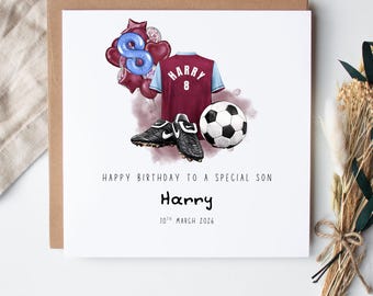 Personalised West Ham Football Birthday card Grandson Son Nephew
