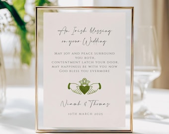 Personalised Irish Wedding Blessing Print: Claddagh Gift