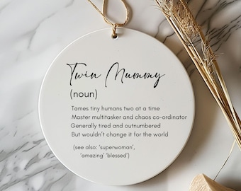 Twin Mummy definition ceramic hanging keepsake ornament