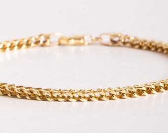 Wheat Chain Bracelet in 14K Real Gold, Yellow Gold Chain Bracelet, Wheat Chain Bracelet Anklet, Solid Gold Wheat Chain, Gift for Her