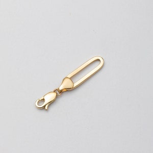 One Link Paper Clip Chain, Flat Link Chain Extender in 3.2 cm Length, 14K Real Gold 5.80 mm Paper Clip Chain 1.25 Inch Extender Lobster Claw