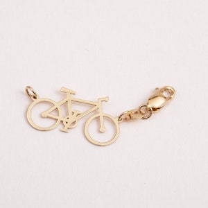 Bicycle Tag for Your Necklace, Bike Jewelry, 14K 18K Real Gold Removable Bicycle Tiny Tag, Sports Lover Gift, Extend Your Bracelet or Anklet image 1