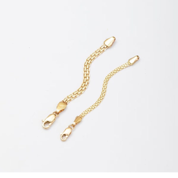 Bismarck Curb Chain Extender, 14K Solid Gold Stack Link Extension Chain, Shiny Bismarck Anklet Bracelet Necklace Extender, Lengthening Chain