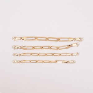 Two Clasp Paper Clip Chain Extender, 14K Real Gold Connector Chain, Double Sided Lobster Claw Open Link Chain, Paperclip Safety Secure Chain