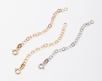 Extension Chain, 14K 18K Solid Gold 3.00 mm Round Link, Spring Ring Closure, Open Links Extender, Extra Add Chain, Make Your Necklace Longer