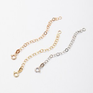 Gold Extension Spring Extension Chain, 14K 18K Solid Gold 3.00 Mm Round Link, Spring Ring ...