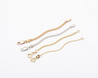 Cuban Curb Extension Chain, 14K SOLID Gold Gourmet Removable Extension Chain, Connector Cuban Gourmet Chain, Necklace and Bracelet Extender