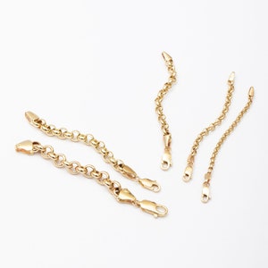 Adjustable Rolo Chain Dainty Classic Rolo Extension Chain, 14K Solid Gold Removable Rolo ...