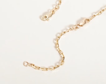 2.30 mm Cable Extension Chain, 14K 18K Real Thick Cable Chain Extender, Connector Chain with Lobster Clasp, Removable Necklace Gold Extender