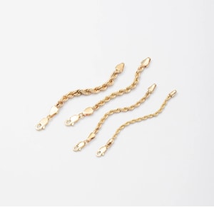 Rope Chain Extender, 14K Real Gold Twisted Rope Extension Chain, Fancy Rope Extender, Make Necklace or Bracelet Longer, Hollow Rope Extender