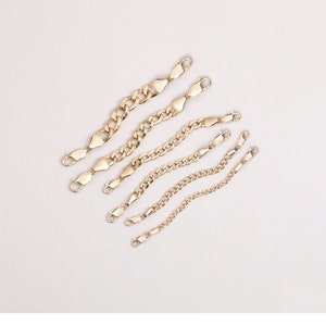 Two Clasp Cuban Curb Chain Extension Chain, 14K Real Gold Two Sided Lobster Closure Gourmet Removable Extension Chain, Double Sided Extender