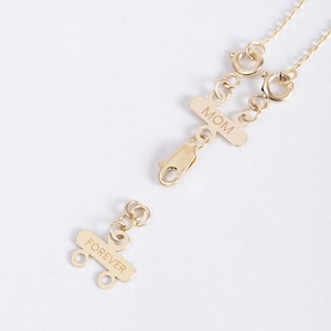 Espaciador de collar grabado personalizado de oro macizo de 14K 18K, cierre separador de collar de 2 3 4 hebras, barra grabable, desenredador de collar, libre de enredos