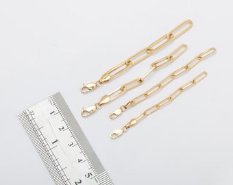 Paperclip Necklace or Bracelet Extender 14K REAL Gold, 3.10mm 3.60mm 4.30mm 5.30mm Wide Oval Link Chain Extension Gift for Men or Women