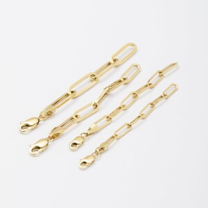 Paperclip Necklace or Bracelet Extender 14K REAL Gold, 3.10mm 3.60mm 4.30mm 5.30mm Wide Oval Link Chain Extension Gift for Men or Women image 4