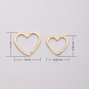Verbinder Verschluss aus 14k 18k Massivgold, Herz Push-Clips Clicker Verbinder, Herz Charm Anhänger, zu öffnende Schlossverlängerungen für Ketten