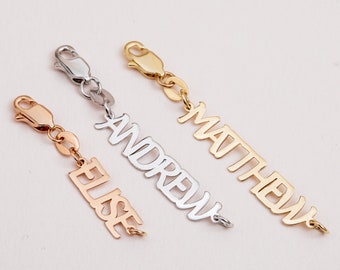 Cute Uppercase Name Tag, 14K 18K Real Gold Personalized Dainty Name Tag Charm, Make Necklace & Bracelet Longer, Tiny Name Tag for Your Piece