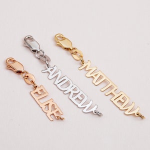 Cute Uppercase Name Tag, 14K 18K Real Gold Personalized Dainty Name Tag Charm, Make Necklace & Bracelet Longer, Tiny Name Tag for Your Piece image 1
