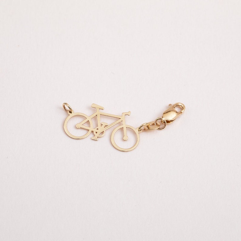 Bicycle Tag for Your Necklace, Bike Jewelry, 14K 18K Real Gold Removable Bicycle Tiny Tag, Sports Lover Gift, Extend Your Bracelet or Anklet image 1