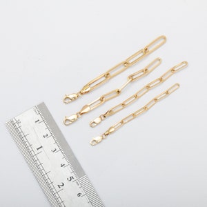 Paperclip Necklace or Bracelet Extender 14K REAL Gold, 3.10mm 3.60mm 4.30mm 5.30mm Wide Oval Link Chain Extension Gift for Men or Women image 7