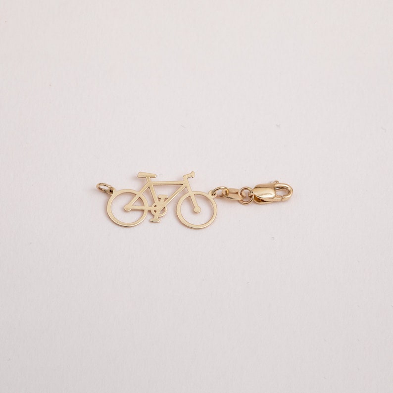 Bicycle Tag for Your Necklace, Bike Jewelry, 14K 18K Real Gold Removable Bicycle Tiny Tag, Sports Lover Gift, Extend Your Bracelet or Anklet image 3