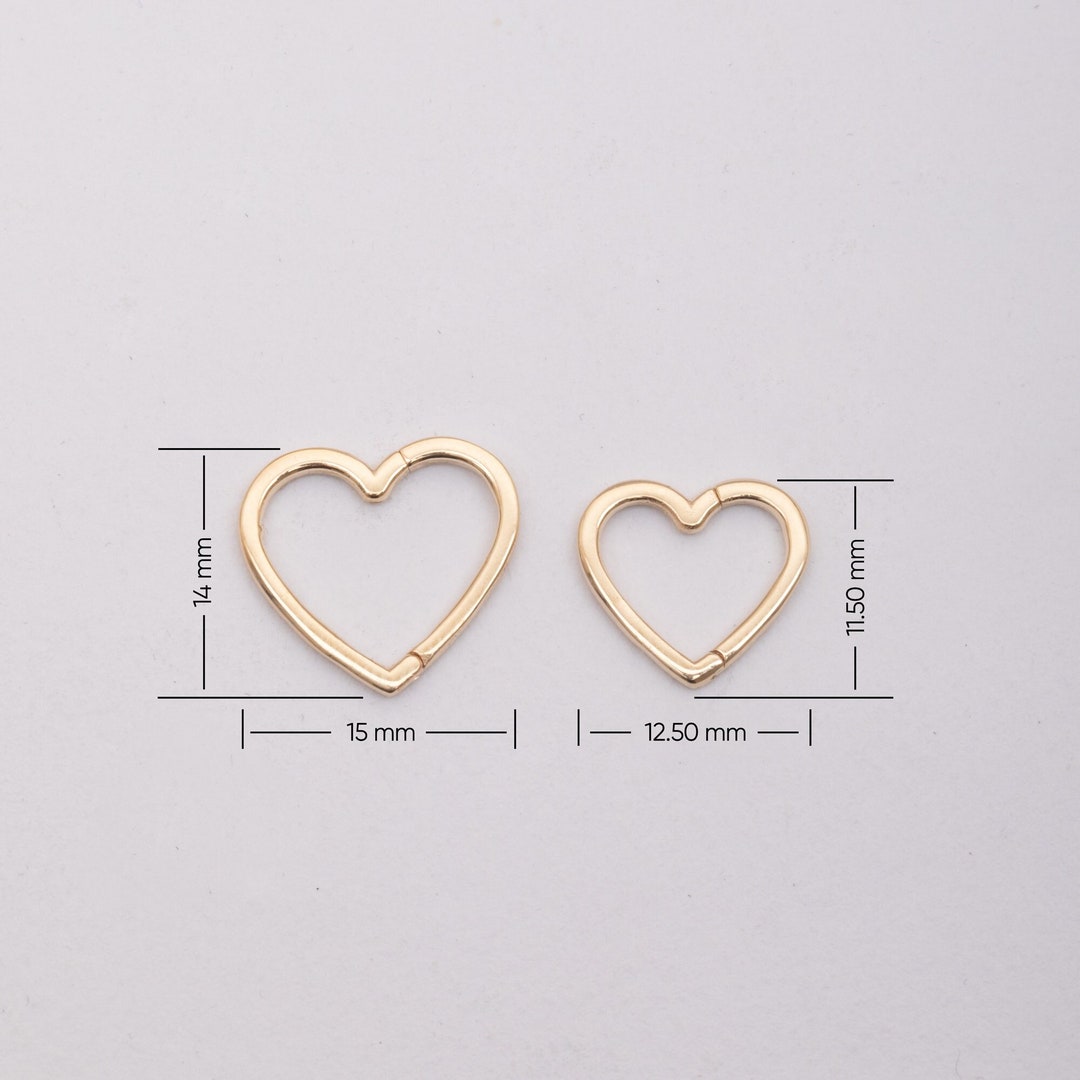 Connector Clasp in 14k 18k Solid Gold, Heart Push Clips Clicker ...