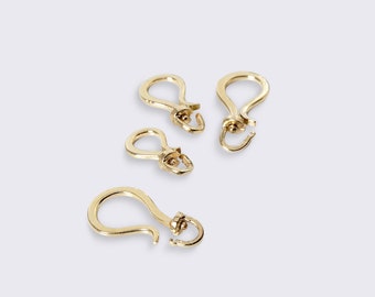 S-Hook Clasp, 14K 18K Solid Gold Hinge Hook Clasp, Hang Your Pendant, Hook Charm Holder, Swivel S Pendant Connector, Enhancer For Your Charm