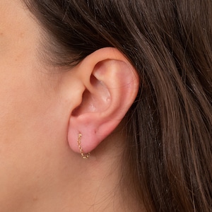 14K 18K Solid Gold Rolo Chain Earrings, Rolo Link Earrings, Stylish Jewelry, Yellow Rose White Gold Rolo Doc Chain Stud, Minimalist Earrings